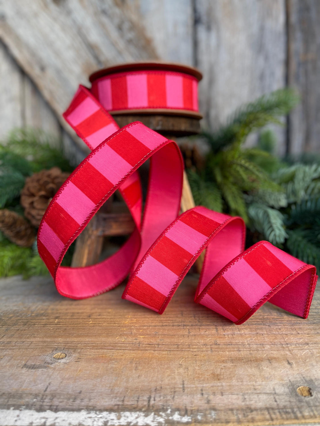 1.5" Pink Red Ribbon, Valentine Ribbon, Christmas Ribbon