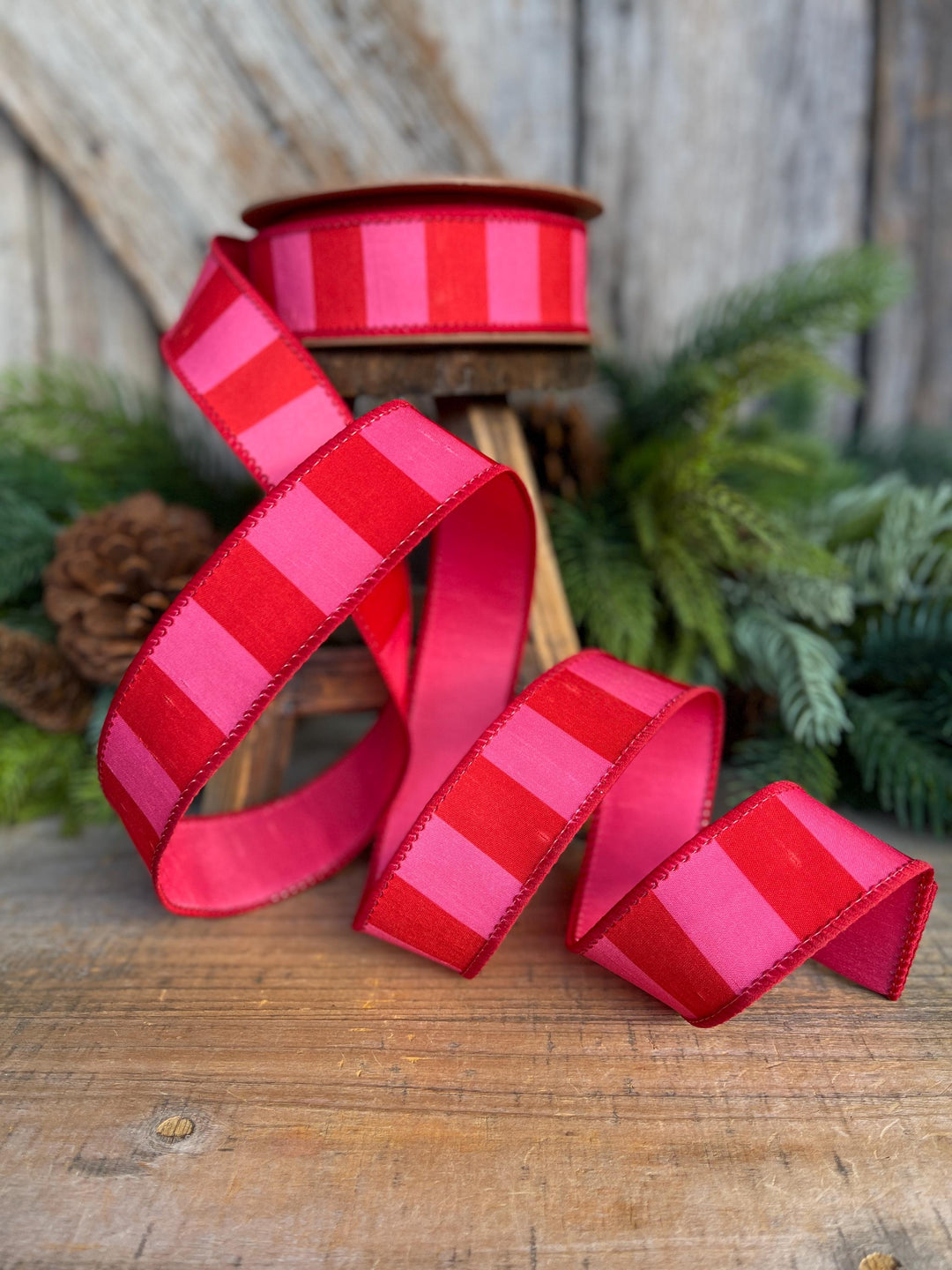 1.5" Pink Red Ribbon, Valentine Ribbon, Christmas Ribbon