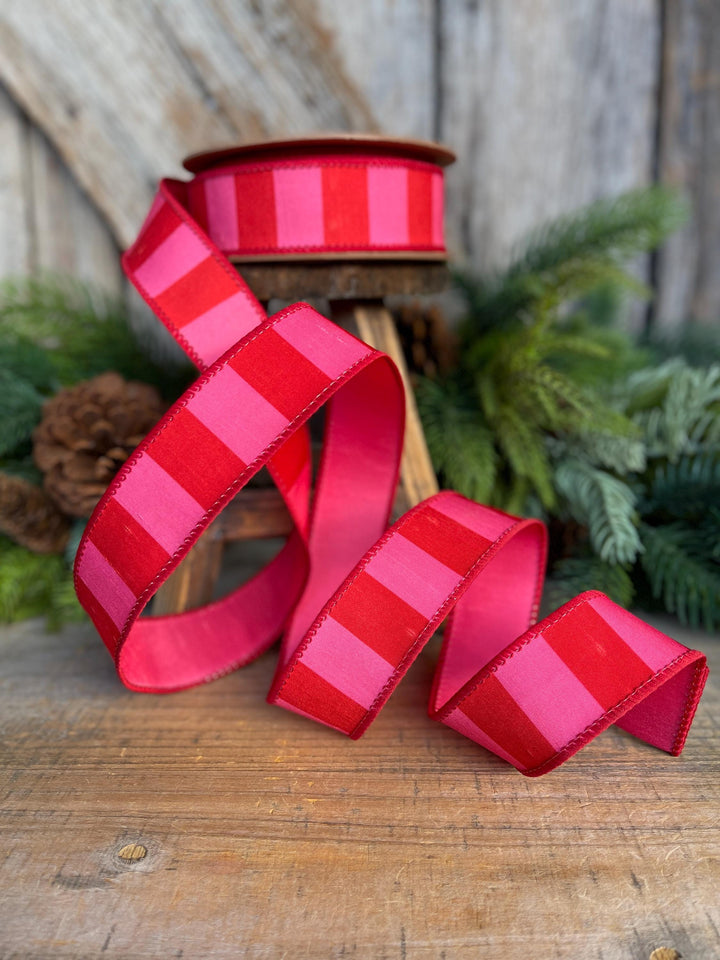 1.5" Pink Red Ribbon, Valentine Ribbon, Christmas Ribbon