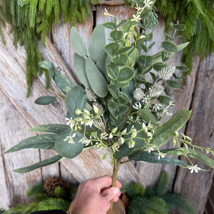 18" Eucalyptus Greenery Bush, Plastic Greenery Bush, Wreath Greenery