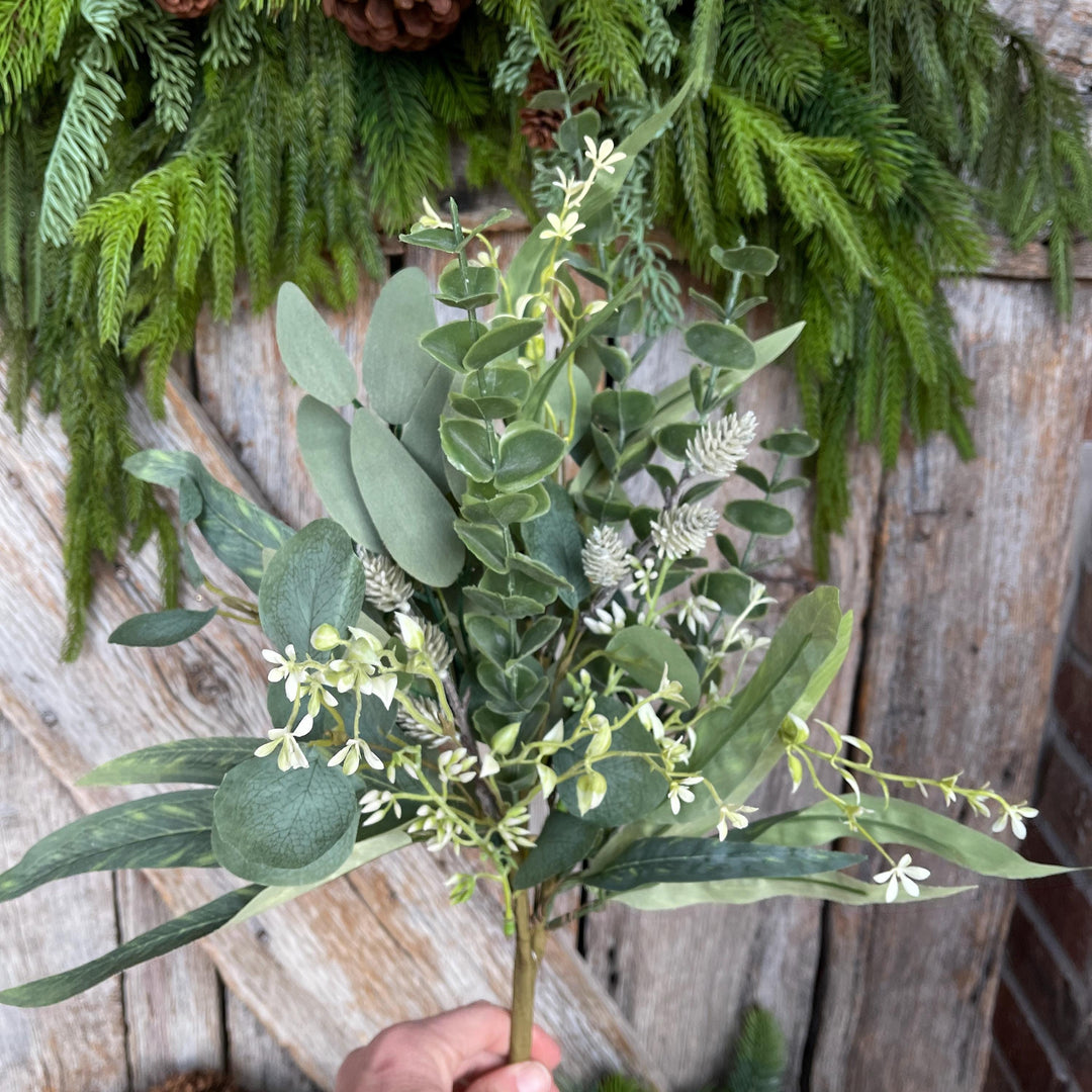 18" Eucalyptus Greenery Bush, Plastic Greenery Bush