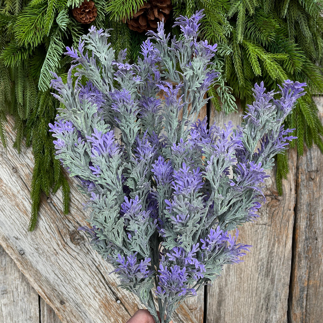18" Artificial Lavender Bush, Faux Lavender Floral Spray, Purple Spring Summer Decor