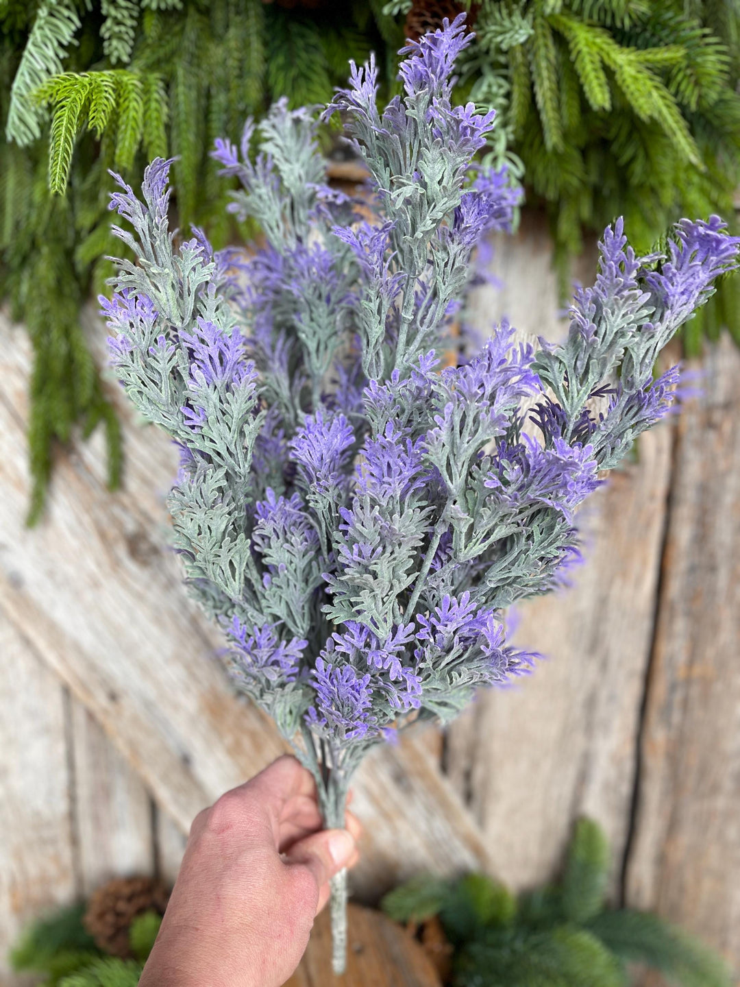 18" Artificial Lavender Bush, Faux Lavender Floral Spray, Purple Spring Summer Decor