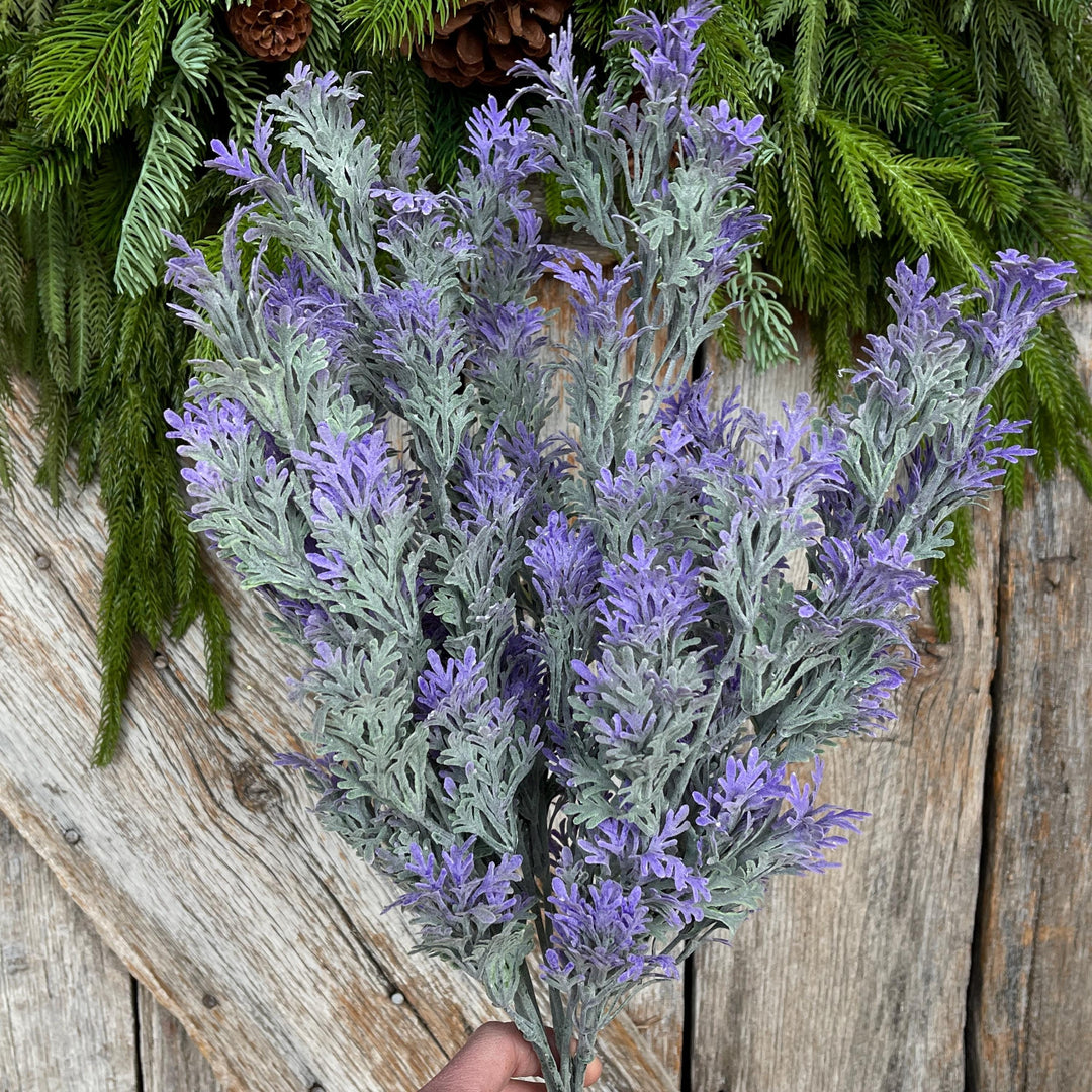 18" Artificial Lavender Bush, Faux Lavender Floral Spray, Purple Spring Summer Decor
