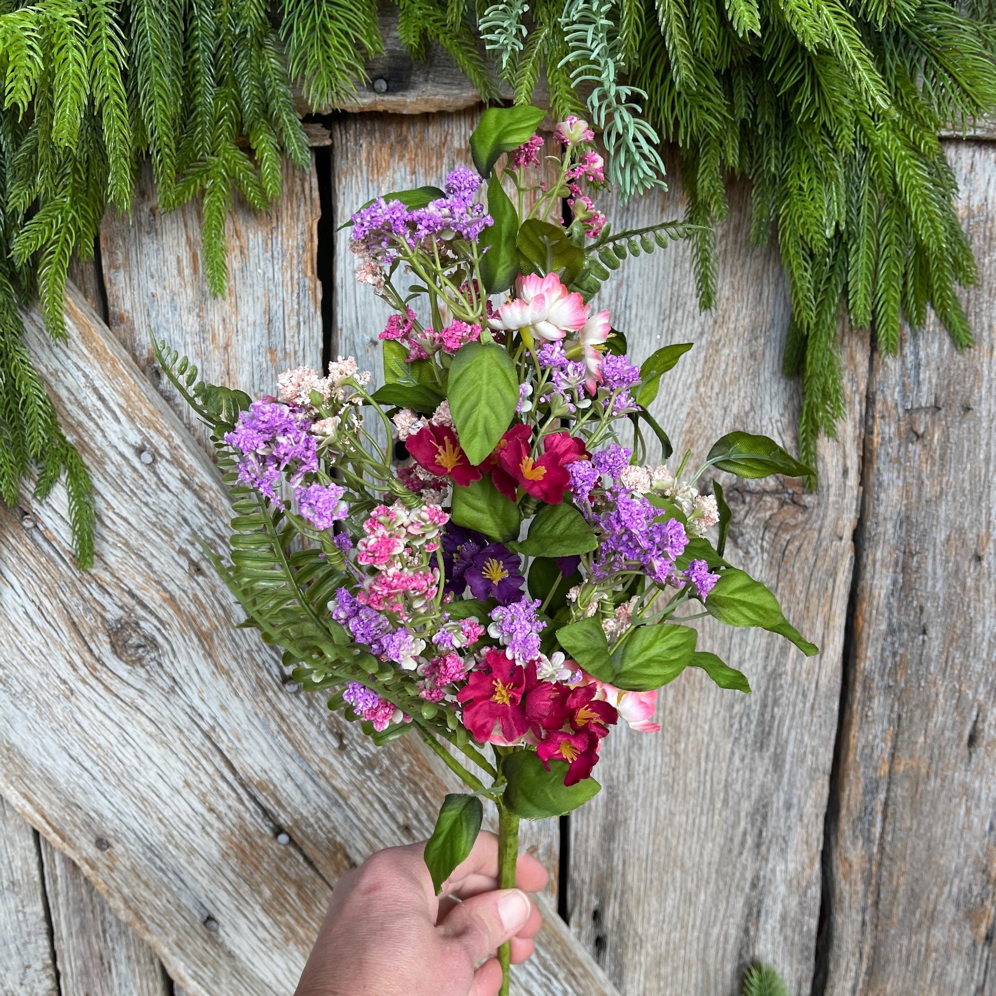 16" Mixed Wildflowers Bush – Artificial Spring Floral, Wreath Supply, Faux Wildflower Arrangement, 65579