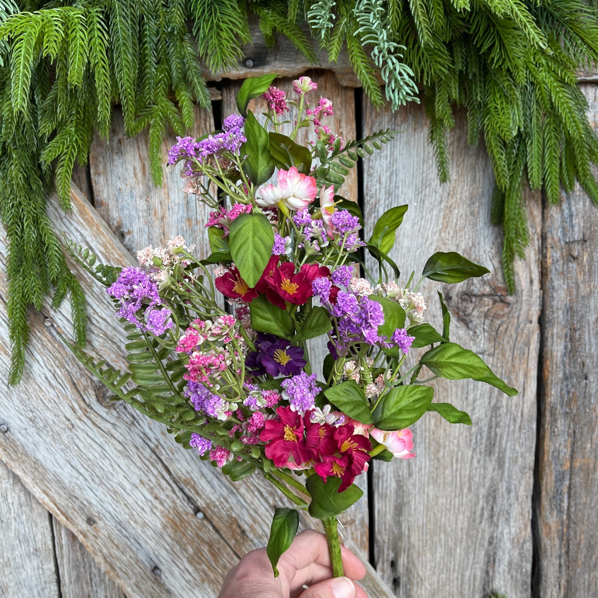 16" Mixed Wildflowers Bush – Artificial Spring Floral, Wreath Supply, Faux Wildflower Arrangement, 65579