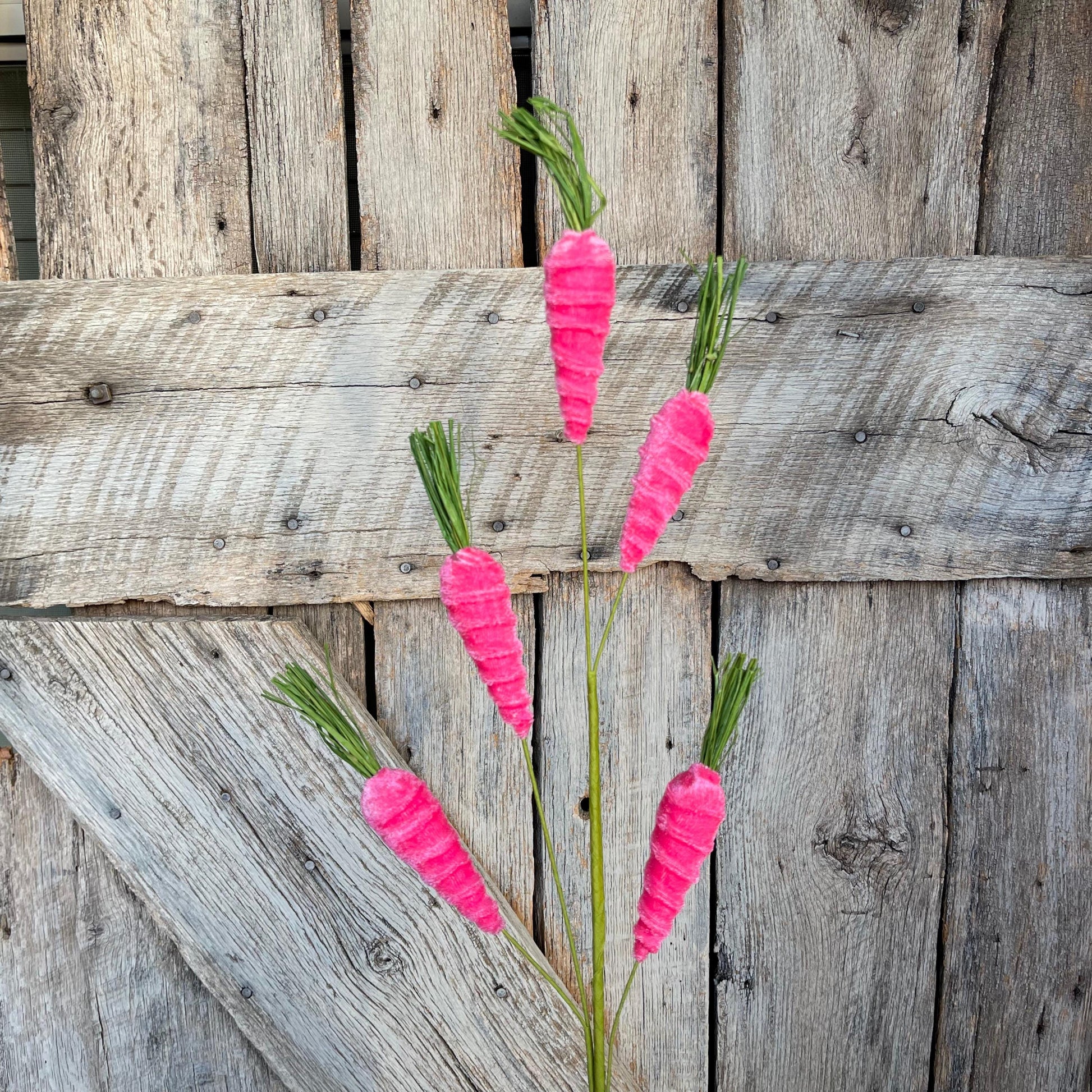 28" Pink Carrot Spray, Easter Floral Spray, Hot Pink Carrots