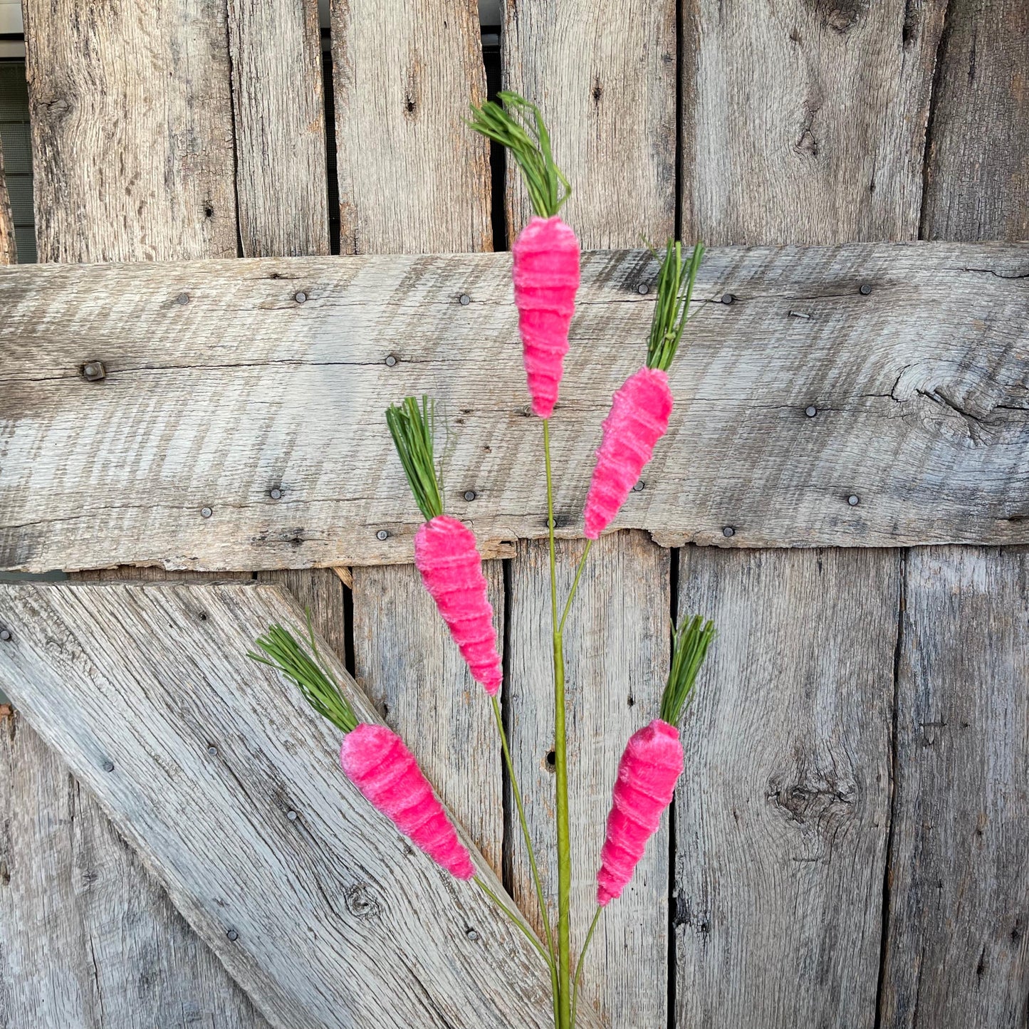 28" Pink Carrot Spray, Easter Floral Spray, Hot Pink Carrots