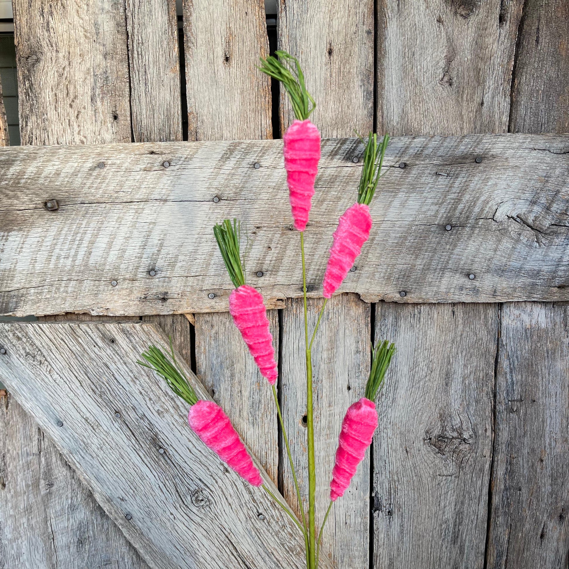 28" Pink Carrot Spray, Easter Floral Spray, Hot Pink Carrots