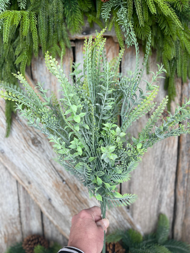 23” Mixed Greenery Bush, Artificial Greenery Bush, Faux Mixed Foliage