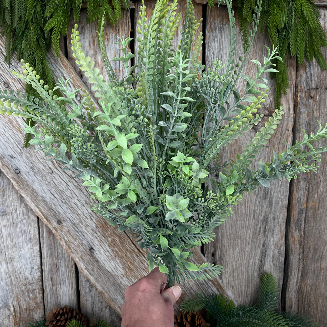 23” Mixed Greenery Bush, Artificial Greenery Bush, Faux Mixed Foliage