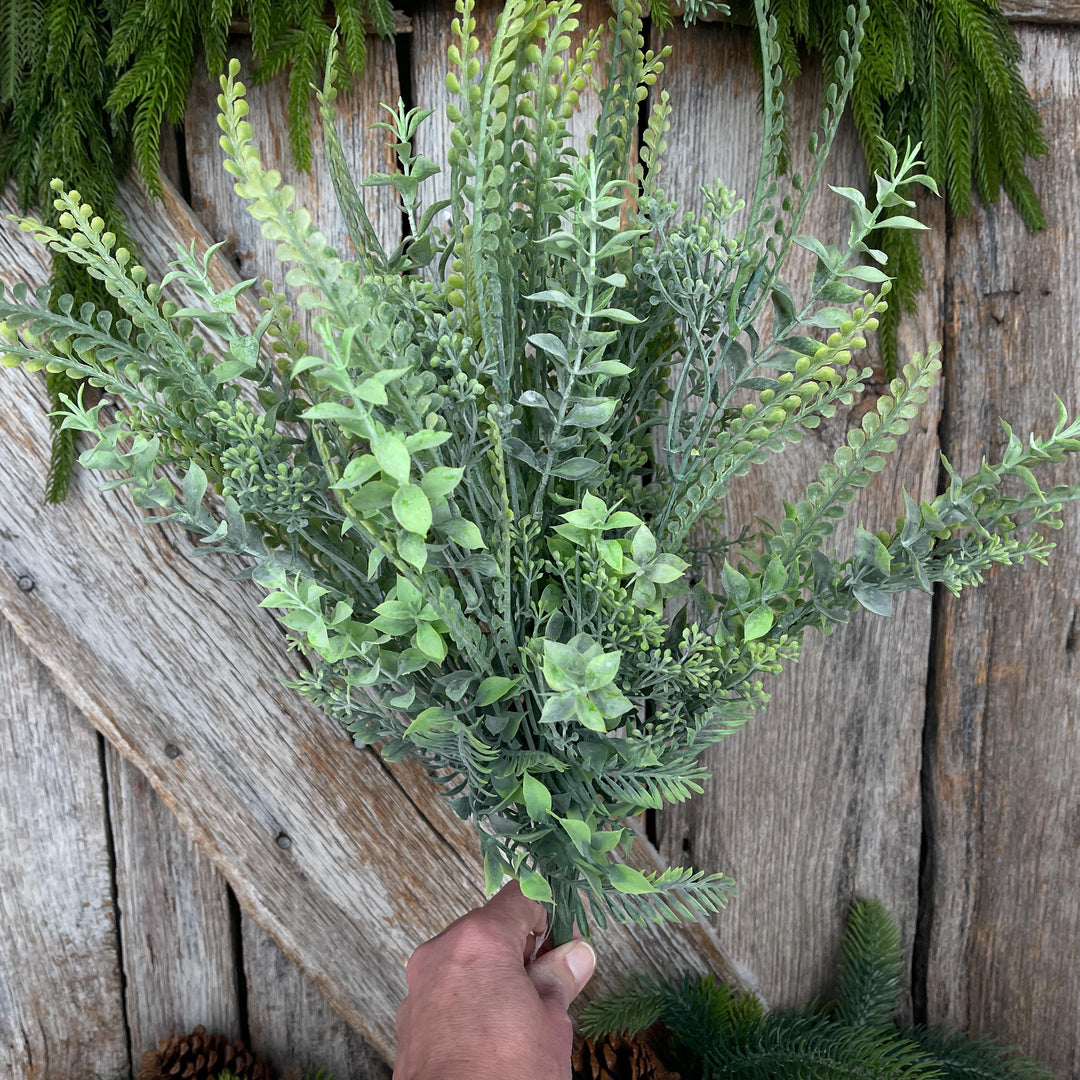 23” Mixed Greenery Bush, Artificial Greenery Bush, Faux Mixed Foliage