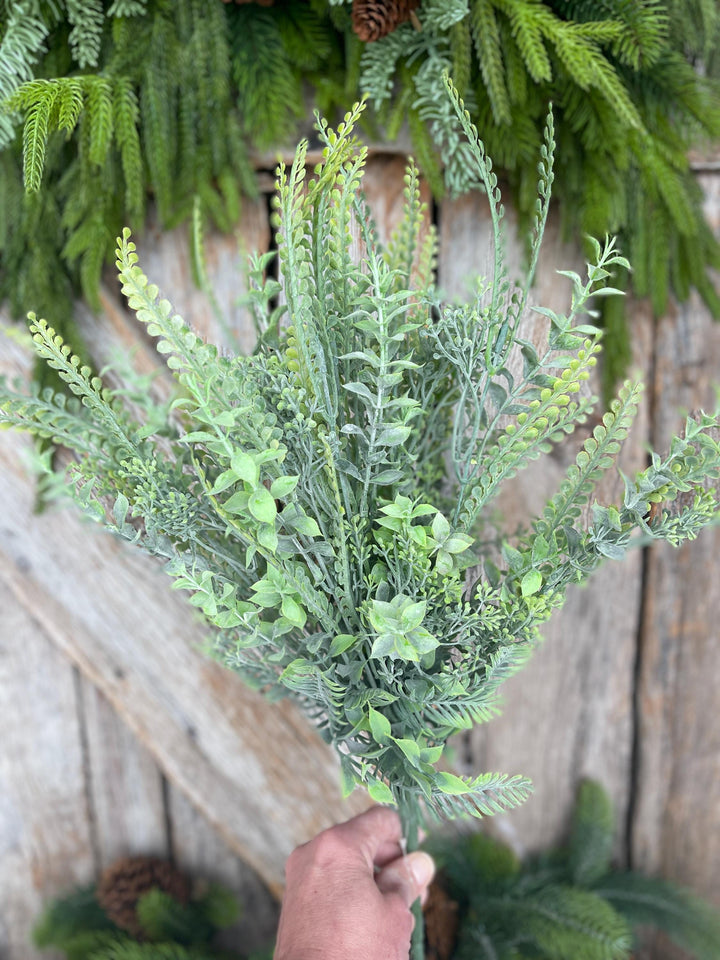 23” Mixed Greenery Bush, Artificial Greenery Bush, Faux Mixed Foliage