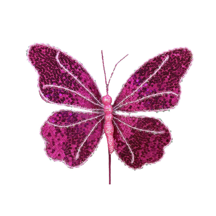 10" Pink Sequin Butterfly Pick, Spring Decor, Butterfly Decor