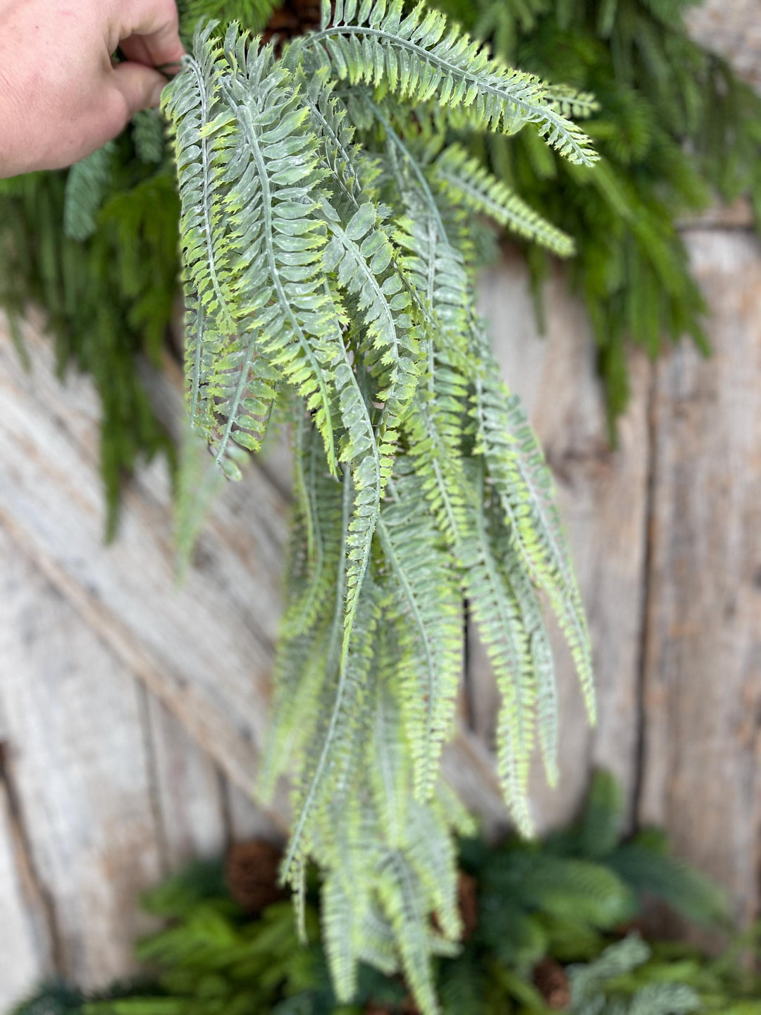 32” Hanging Plastic Fern Spray, Artificial Fern Greenery