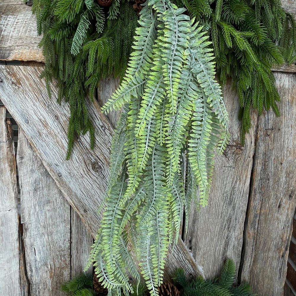 32” Hanging Plastic Fern Spray, Artificial Fern Greenery, Faux Fern Stem