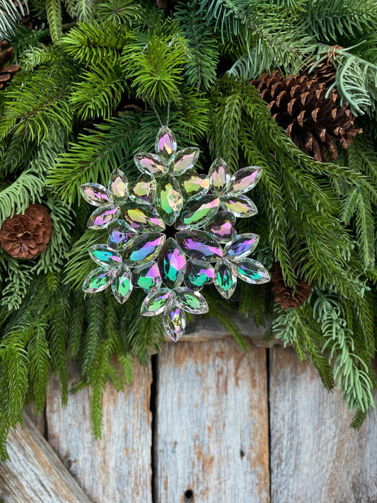 5" Iridescent Snowflake Ornament, Shatterproof Ornament, Snowflake Ornament, Colorful Ornament, Christmas Tree Ornament