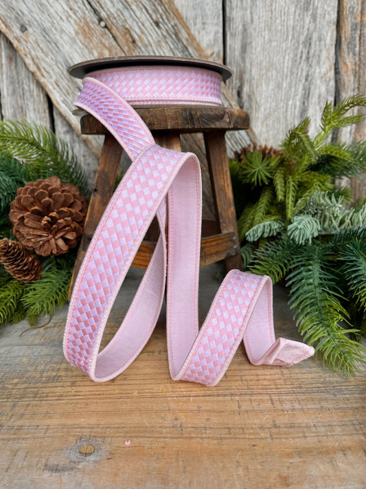 1" Pink Mini Check Ribbon, Checkerboard Ribbon, Pink Ribbon