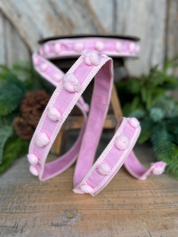 1" Pink Pom Pom Ribbon