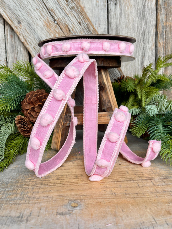 1" Pink Pom Pom Ribbon