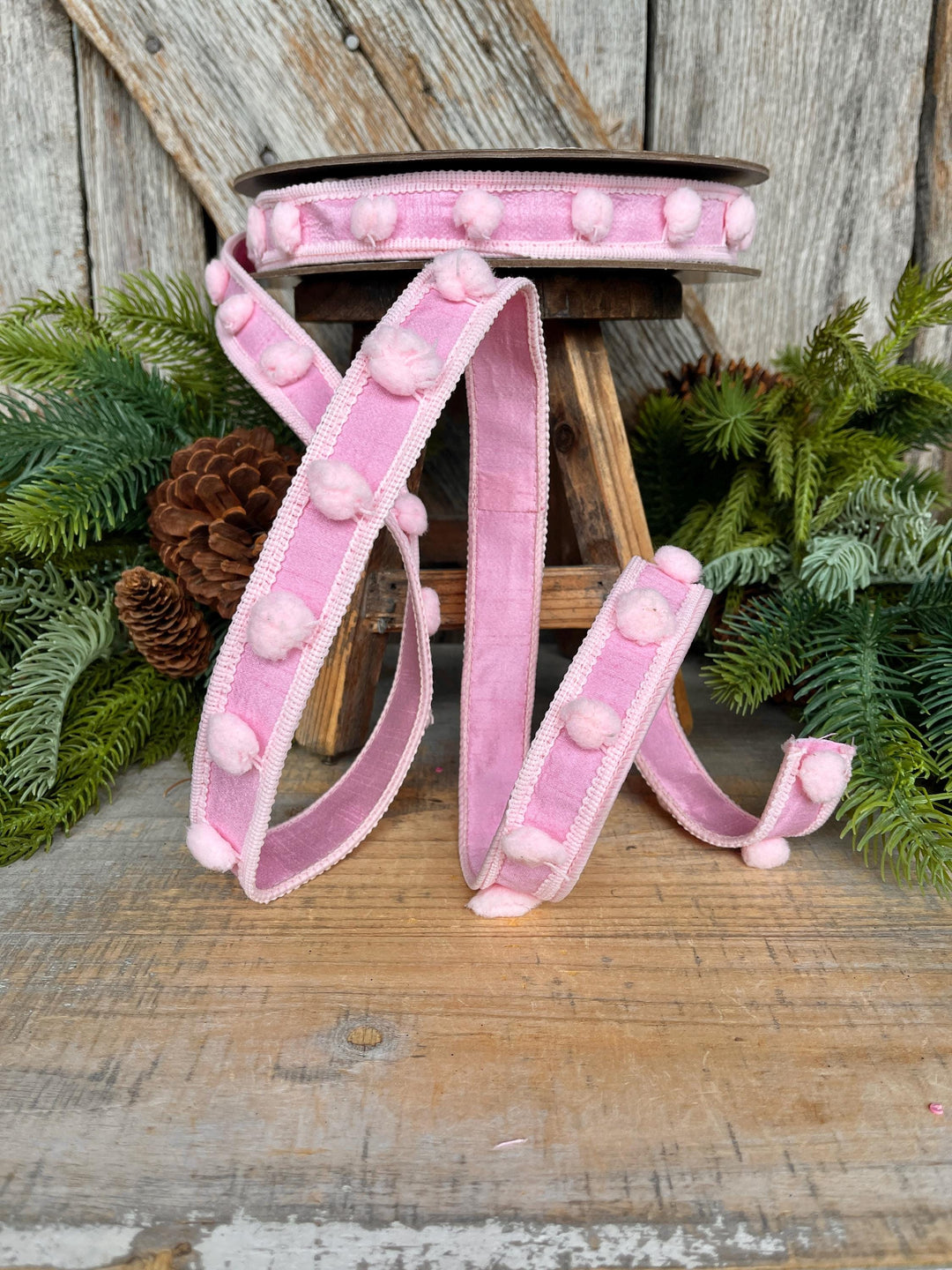 1" Pink Pom Pom Ribbon