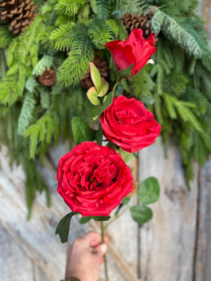 30″ Red Austin Rose Stem | Long Red Artificial Rose | Floral Supply Stem for Arrangements, Wedding Decor