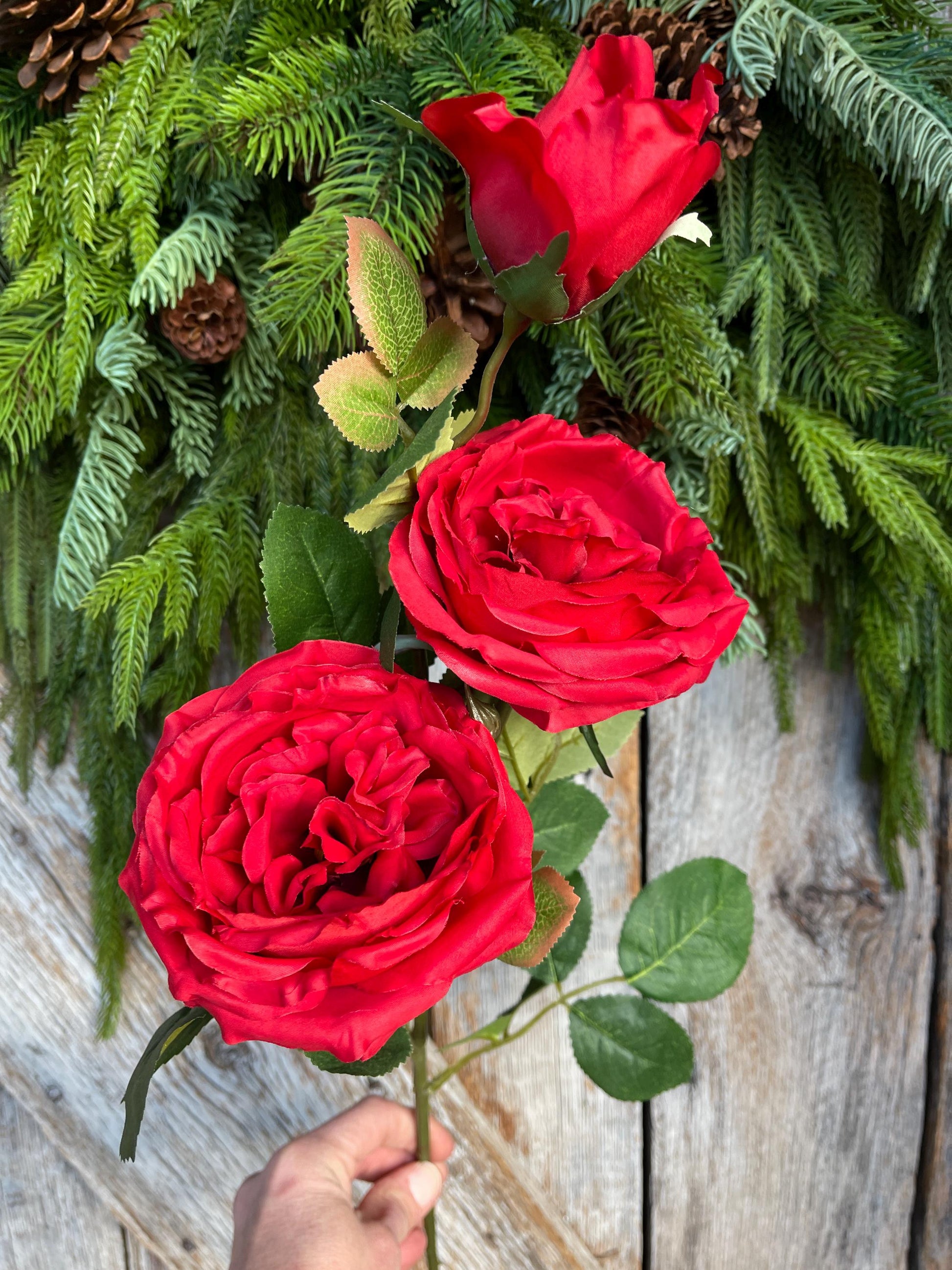 30″ Red Austin Rose Stem | Long Red Artificial Rose | Floral Supply Stem for Arrangements, Wedding Decor, DIY Bouquets, Crafts