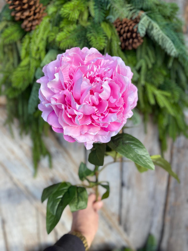 28" Pink Peony Floral Stem