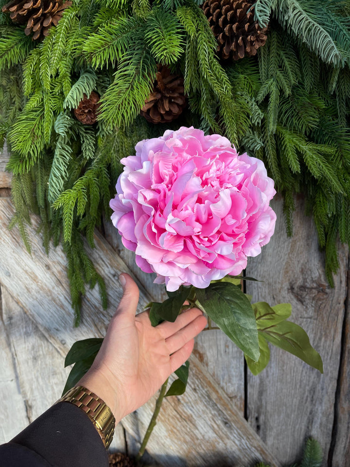 28" Pink Peony Floral Stem