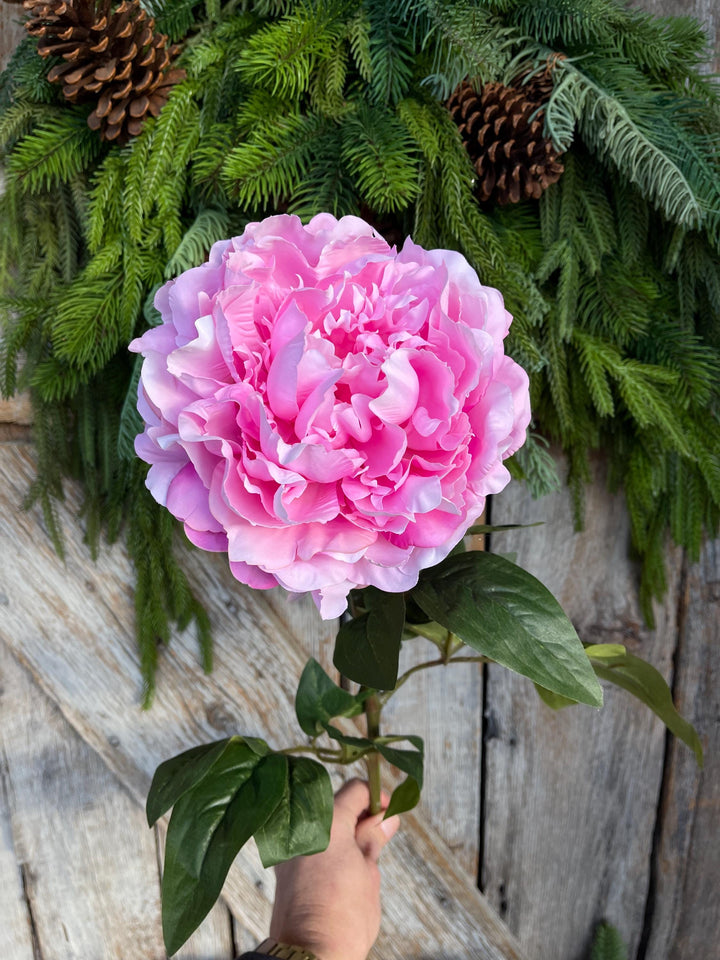 28" Pink Peony Floral Stem
