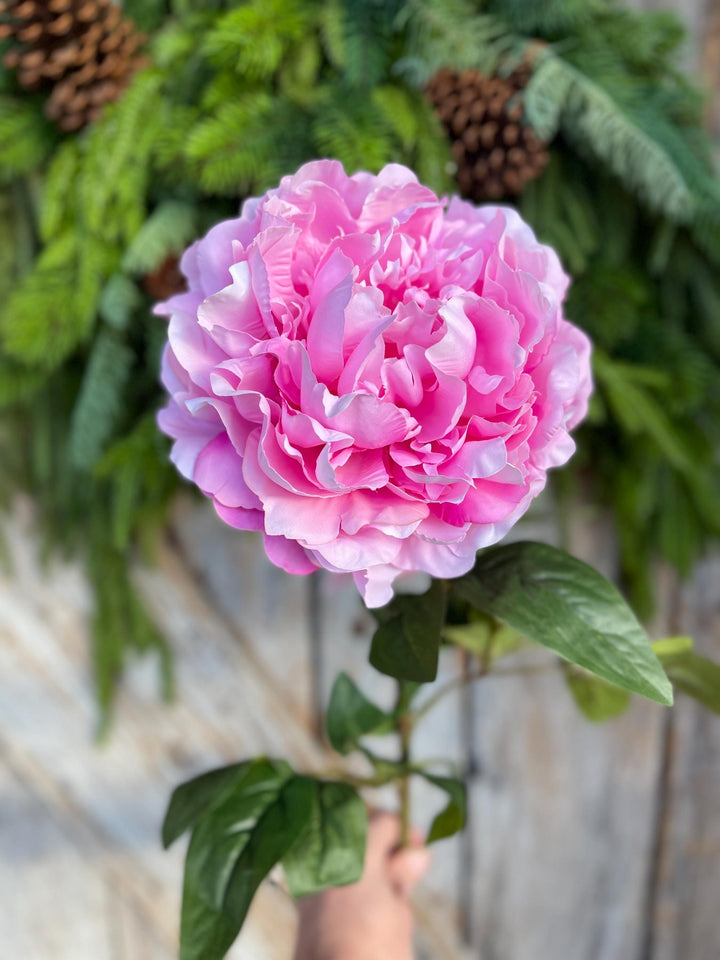 28" Pink Peony Floral Stem