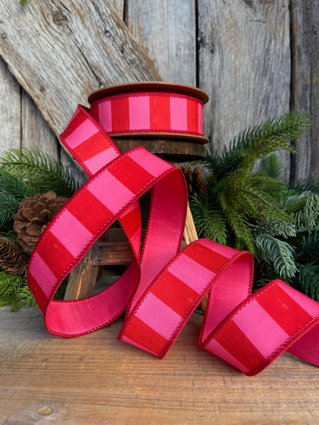 1.5" Pink Red Ribbon, Valentine Ribbon, Christmas Ribbon