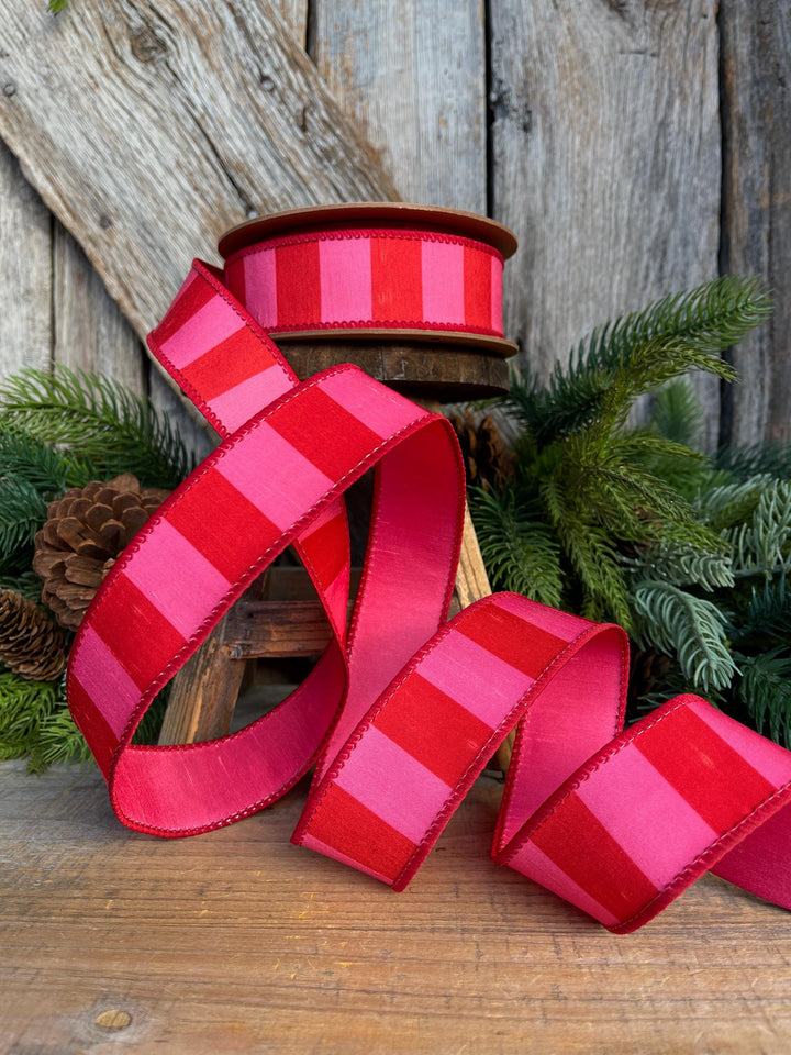 1.5" Pink Red Ribbon, Valentine Ribbon, Christmas Ribbon