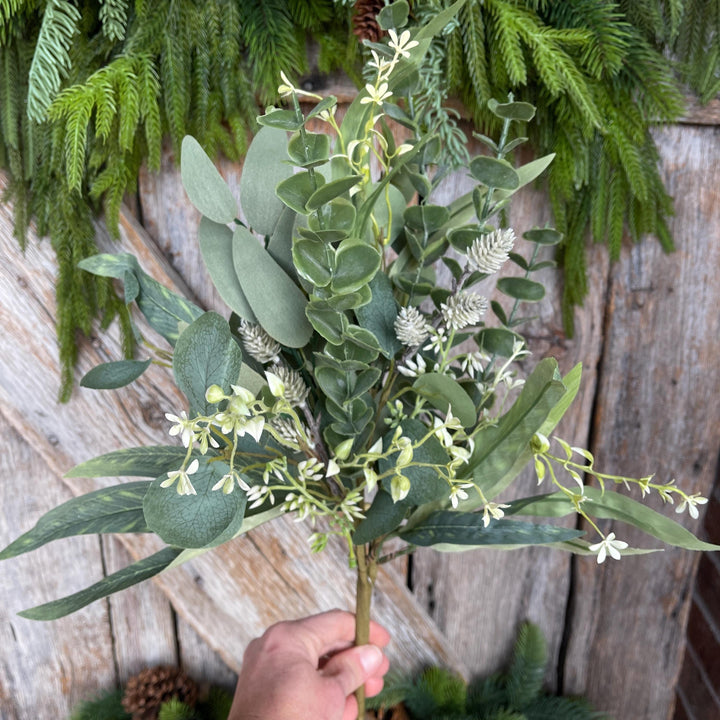 18" Eucalyptus Greenery Bush, Plastic Greenery Bush