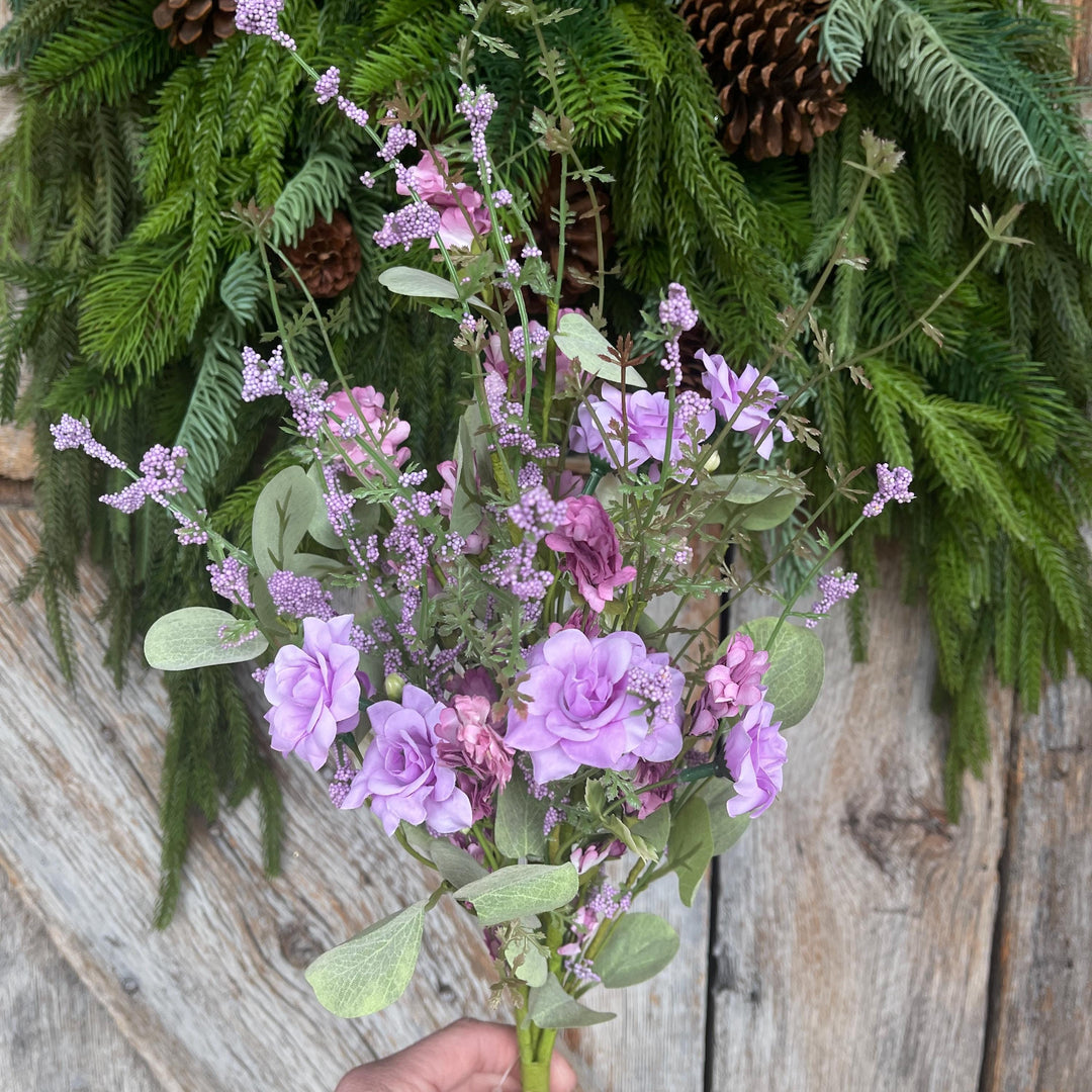 20” Purple Rose Wildflower Bush – Artificial Spring Floral Spray (65653-PU)