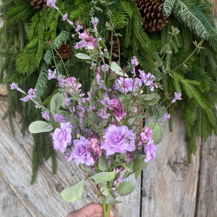 20” Purple Rose Wildflower Bush – Artificial Spring Floral Spray (65653-PU)