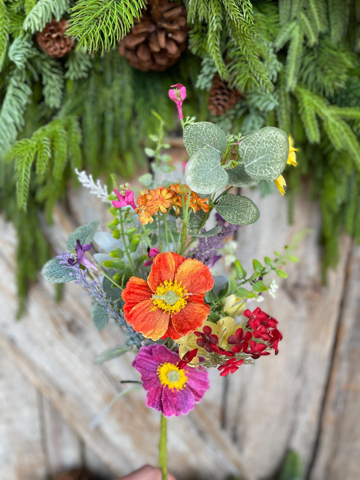 18" Spring Floral Bush, Bright Floral Spray