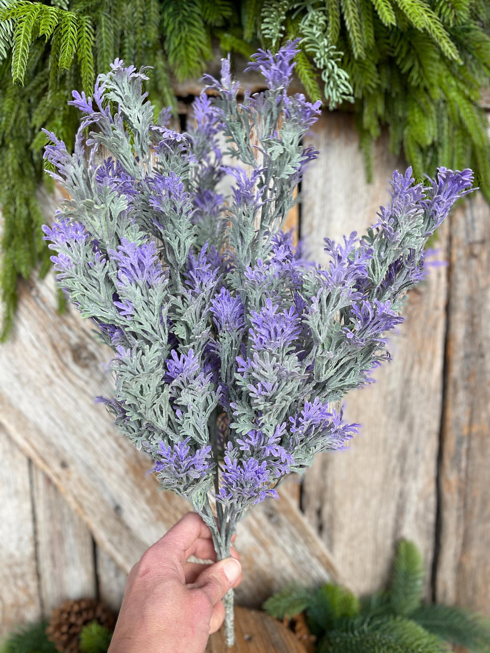 18" Artificial Lavender Bush, Faux Lavender Floral Spray, Purple Spring Summer Decor