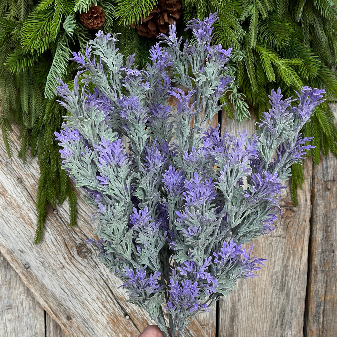 18" Artificial Lavender Bush, Faux Lavender Floral Spray, Purple Spring Summer Decor