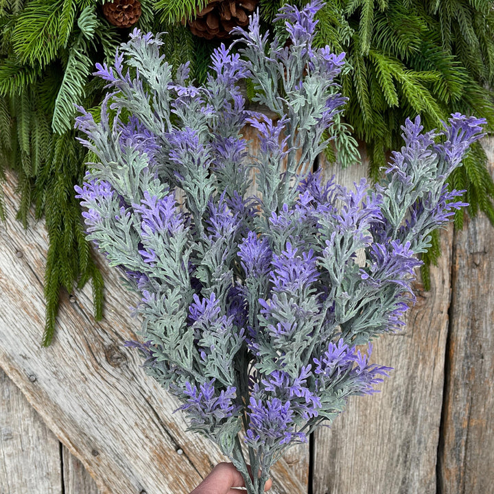 18" Artificial Lavender Bush, Faux Lavender Floral Spray, Purple Spring Summer Decor