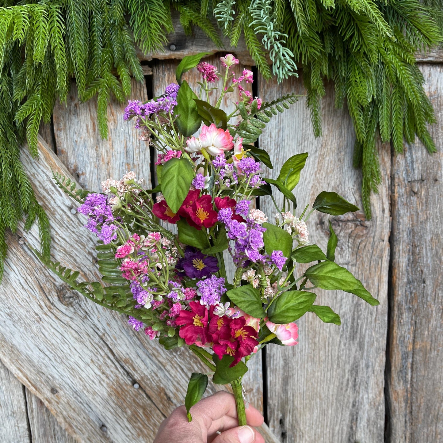 16" Mixed Wildflowers Bush – Artificial Spring Floral, Wreath Supply, Faux Wildflower Arrangement, 65579