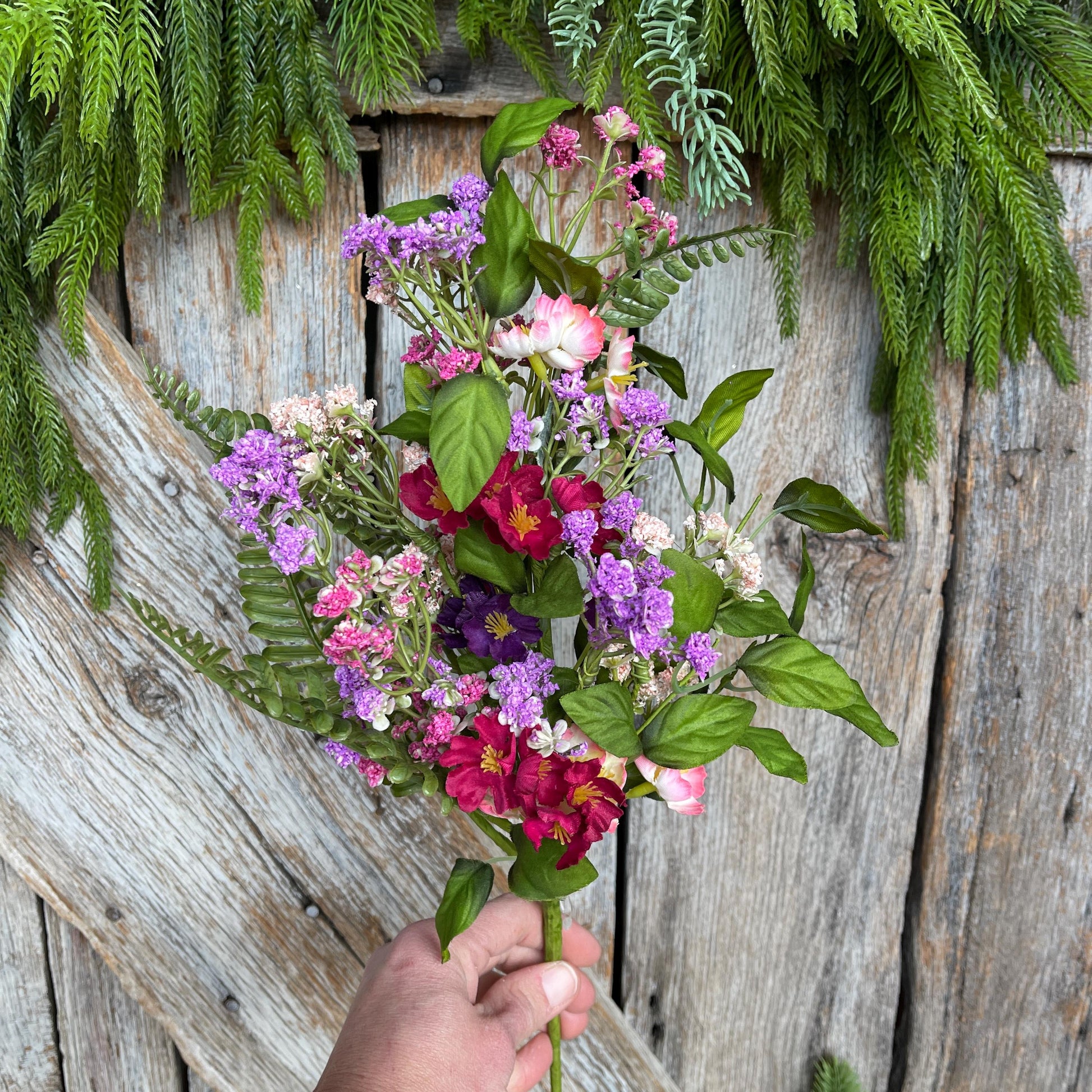 16" Mixed Wildflowers Bush – Artificial Spring Floral, Wreath Supply, Faux Wildflower Arrangement, 65579