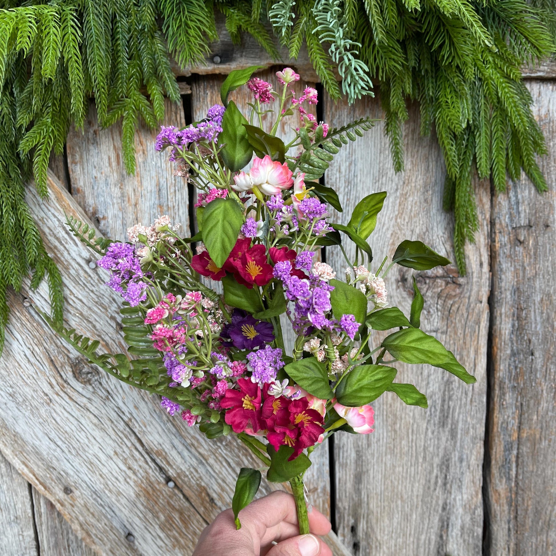 16" Mixed Wildflowers Bush – Artificial Spring Floral, Wreath Supply, Faux Wildflower Arrangement, 65579