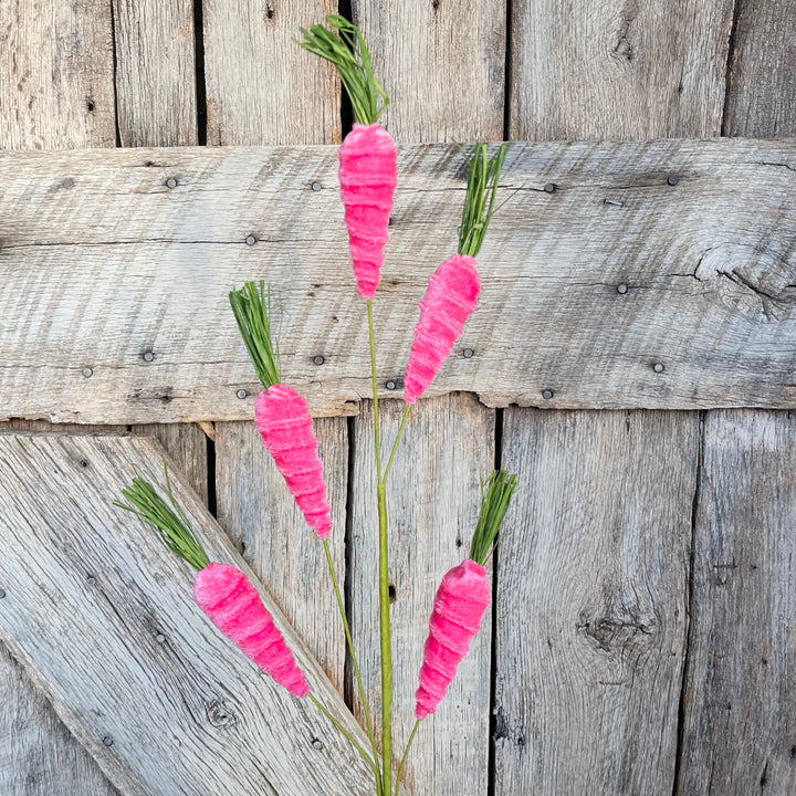 28" Pink Carrot Spray, Easter Floral Spray, Hot Pink Carrots