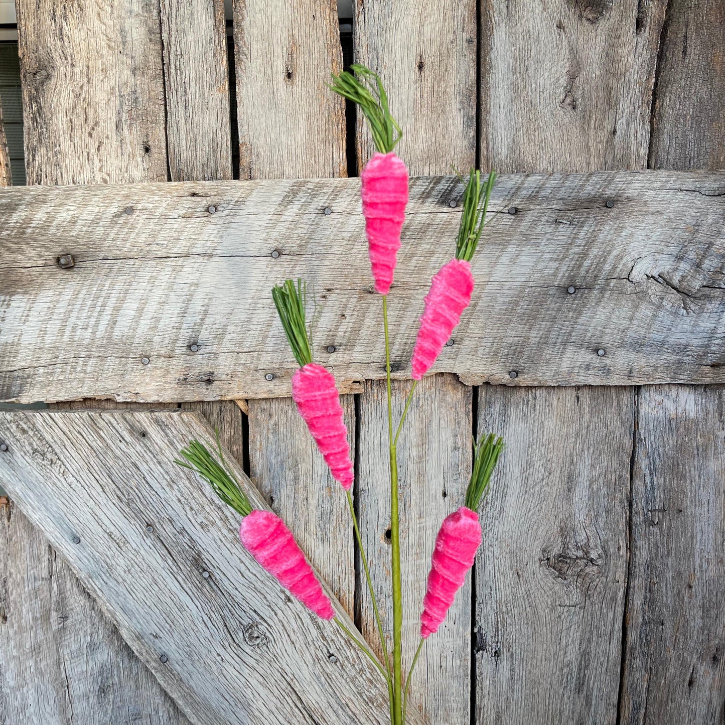 28" Pink Carrot Spray, Easter Floral Spray, Hot Pink Carrots