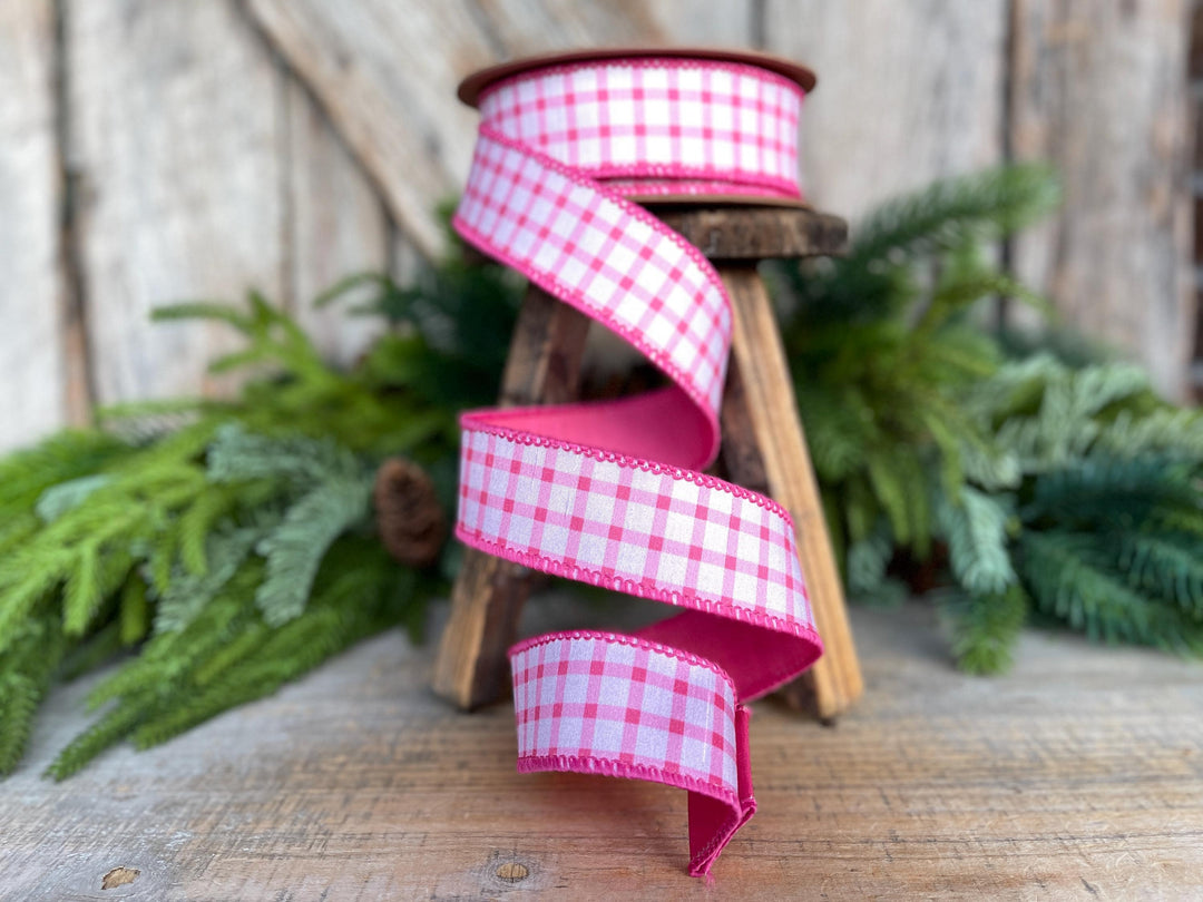 1.5” Yellow Check Wired Ribbon – Spring Easter Ribbon, Yellow &amp; White Dupioni Ribbon