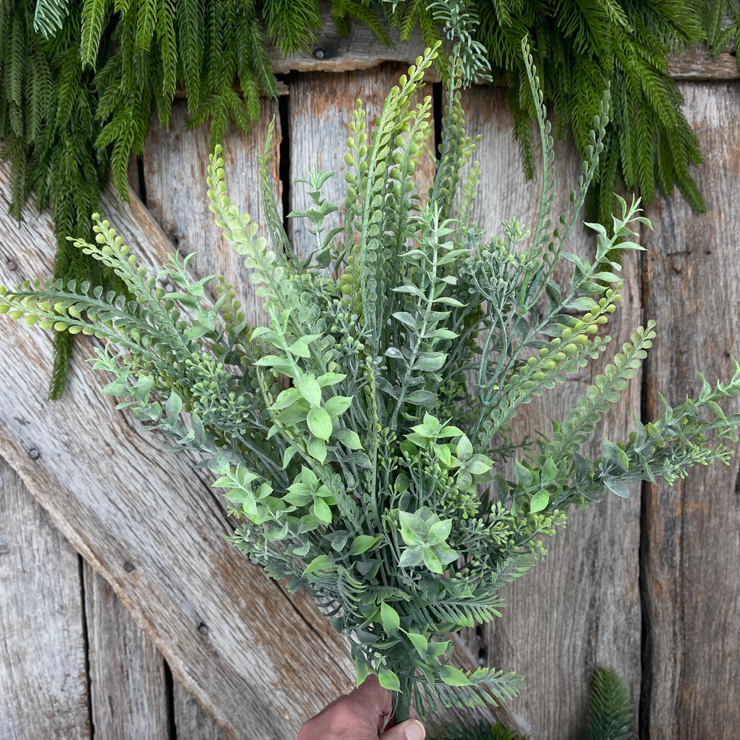 23” Mixed Greenery Bush, Artificial Greenery Bush, Faux Mixed Foliage