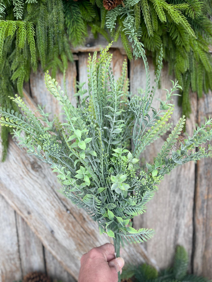 23” Mixed Greenery Bush, Artificial Greenery Bush, Faux Mixed Foliage