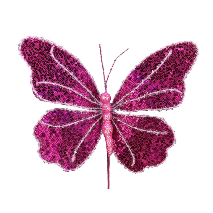 10" Pink Sequin Butterfly Pick, Spring Decor, Butterfly Decor