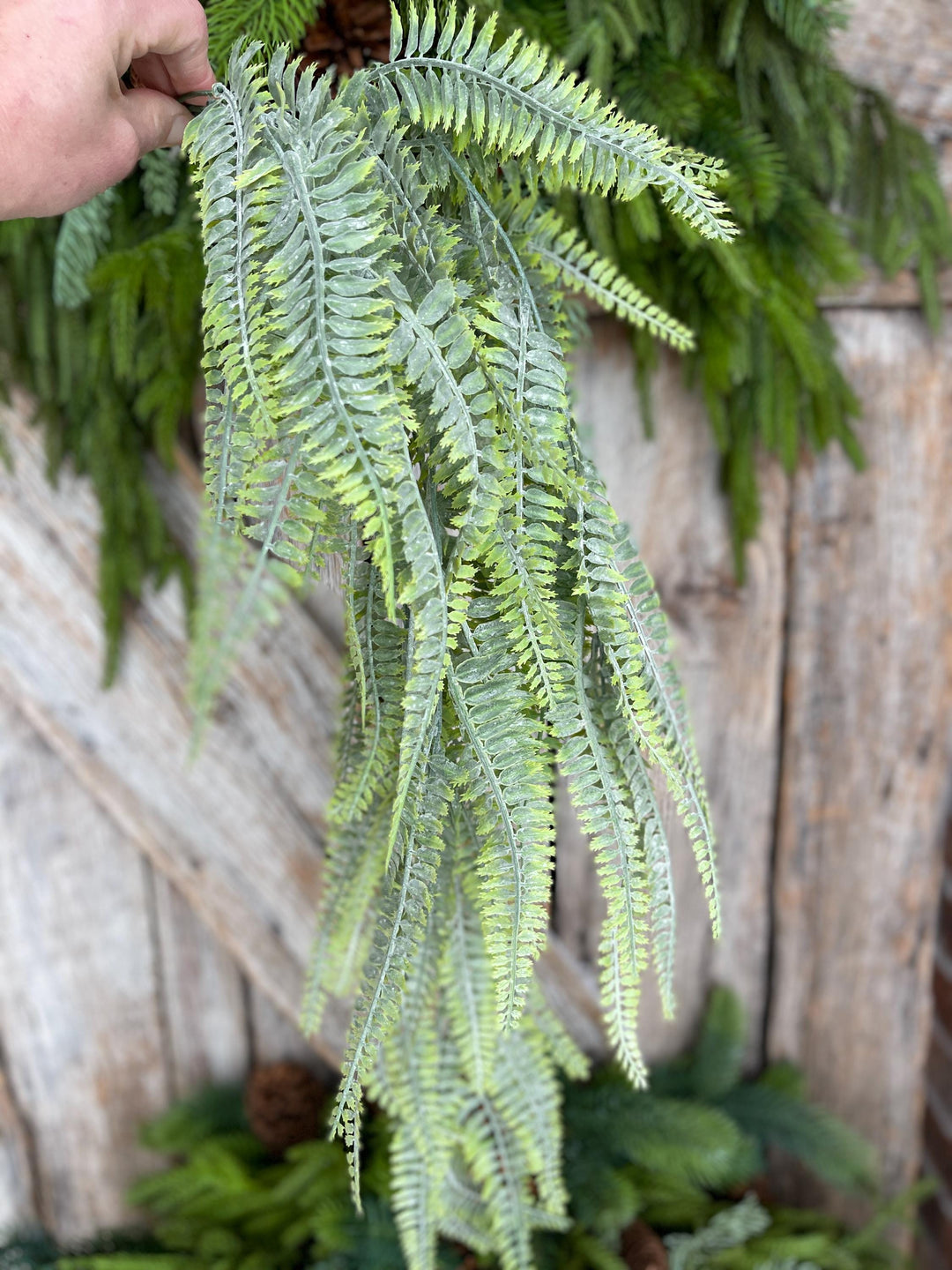 32” Hanging Plastic Fern Spray, Artificial Fern Greenery